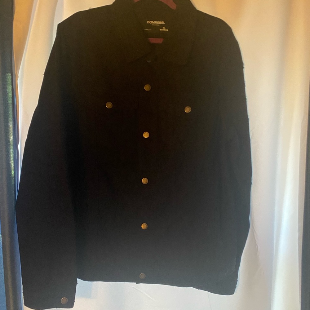 Domrebel black distressed denim jacket